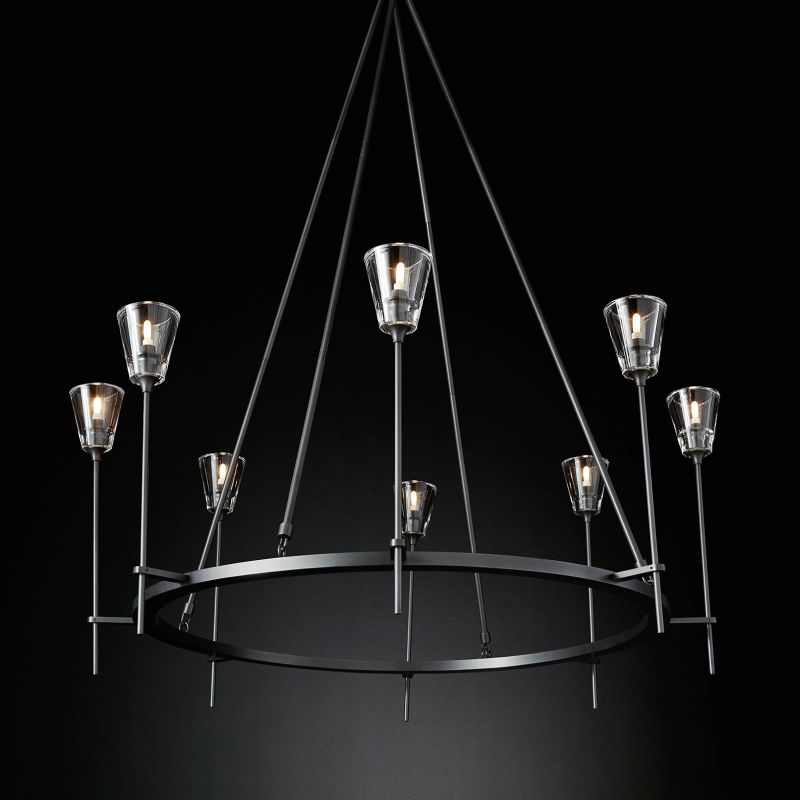 Glass Torch Round Chandelier 46"
