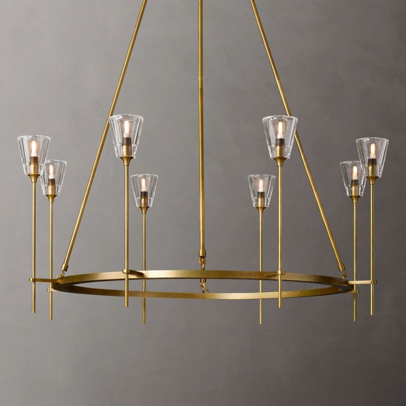 Glass Torch Round Chandelier 46"