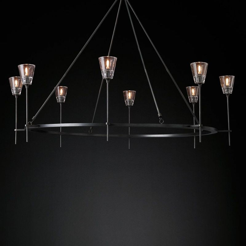 Glass Torch Round Chandelier 58"