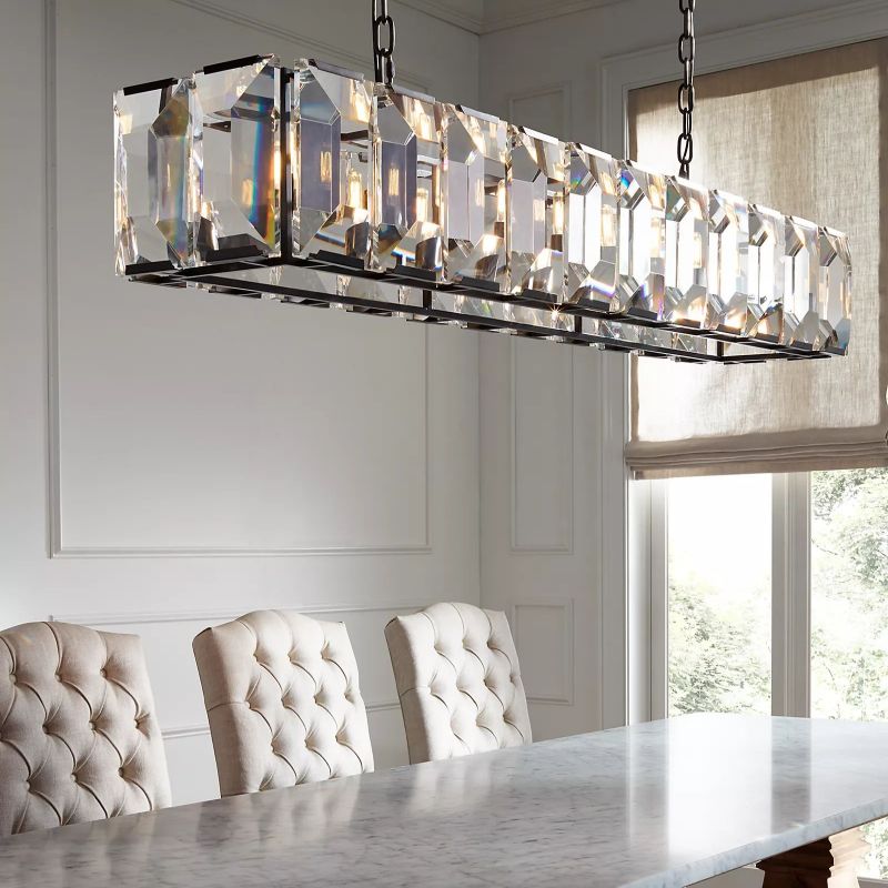 Harson Crystal Rectangular Chandelier 74"