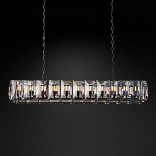 Harson Crystal Rectangular Chandelier 74"