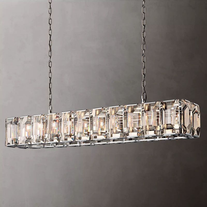 Harson Crystal Rectangular Chandelier 74"