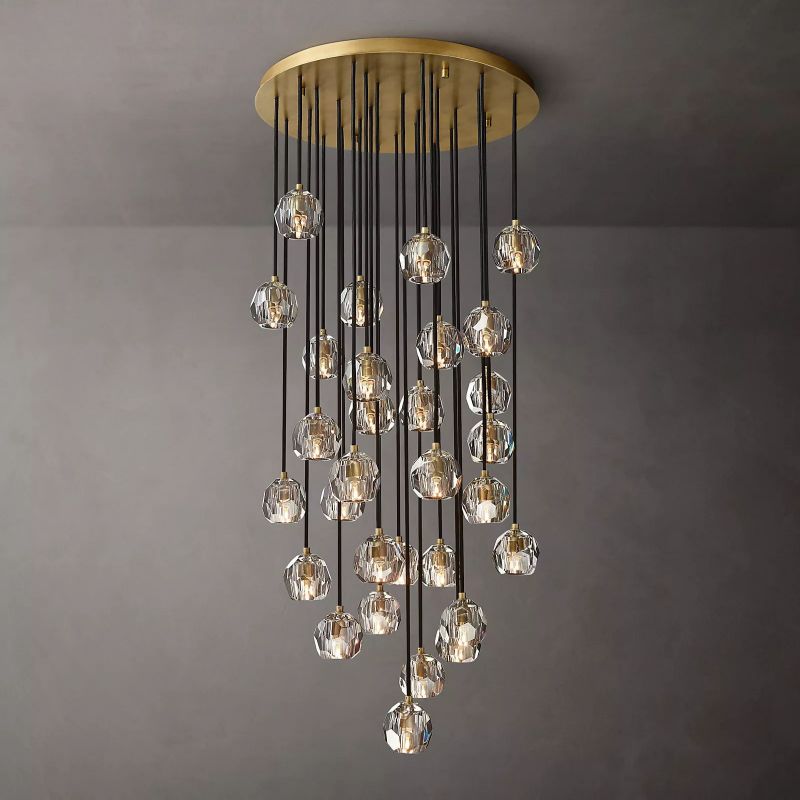 Kristal Clear Glass Round Cluster Chandelier 30"
