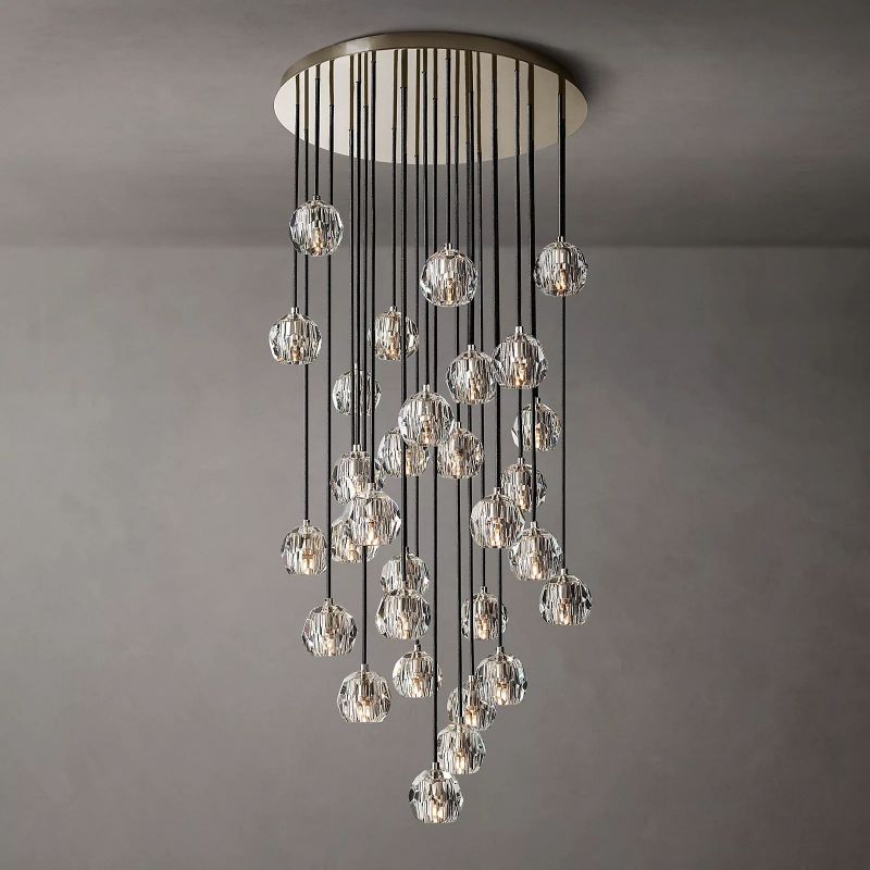 Kristal Clear Glass Round Cluster Chandelier 30"