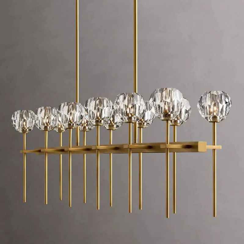 Kristal Glass Double Linear Chandelier 60"