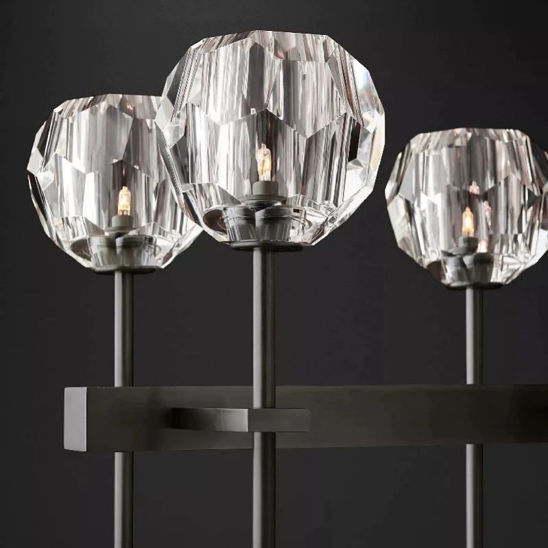 Kristal Glass Double Linear Chandelier 60"