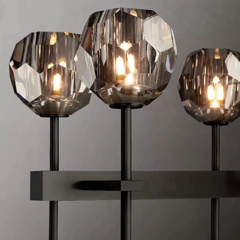 Kristal Glass Double Linear Chandelier 60"