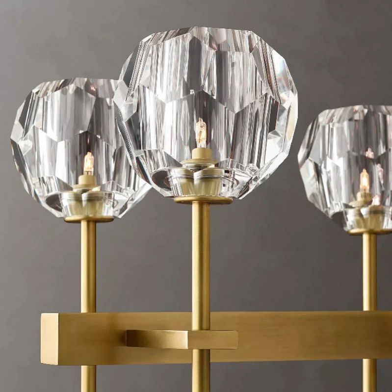 Kristal Glass Double Linear Chandelier 60"