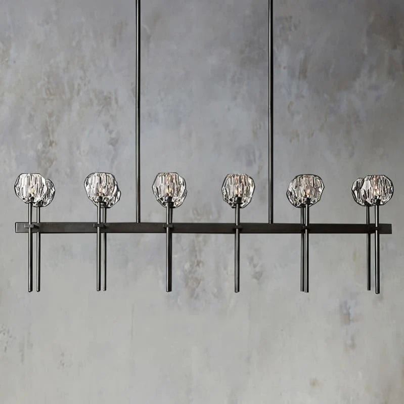 Kristal Glass Double Linear Chandelier 60"