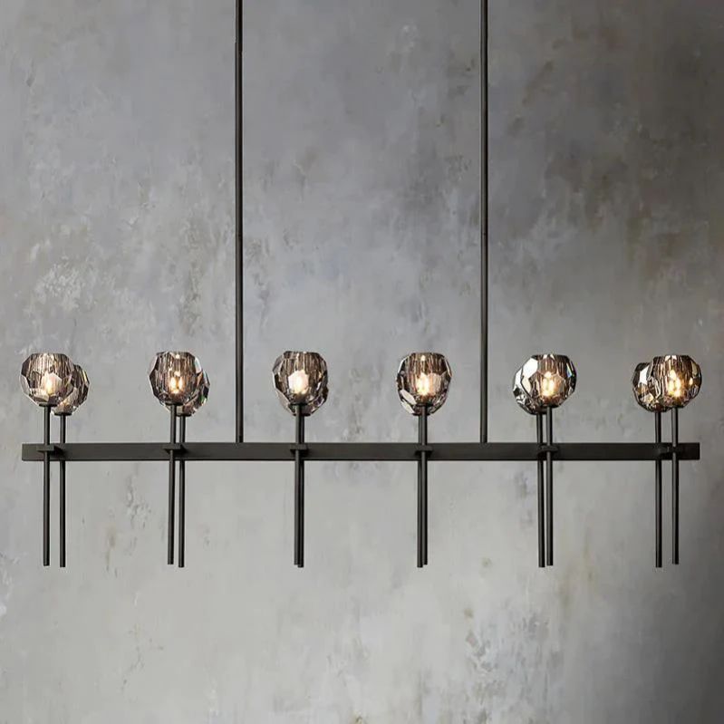 Kristal Glass Double Linear Chandelier 60"