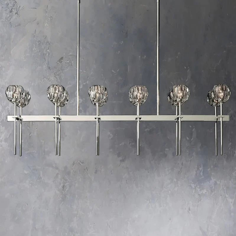 Kristal Glass Double Linear Chandelier 60"