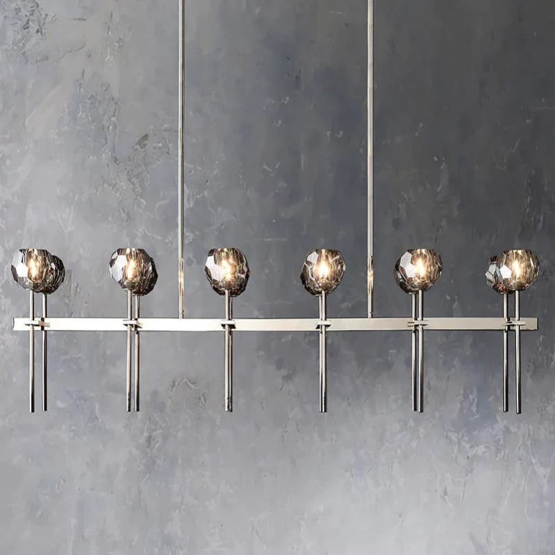 Kristal Glass Double Linear Chandelier 60"