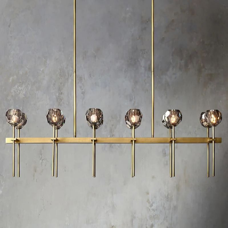 Kristal Glass Double Linear Chandelier 60"