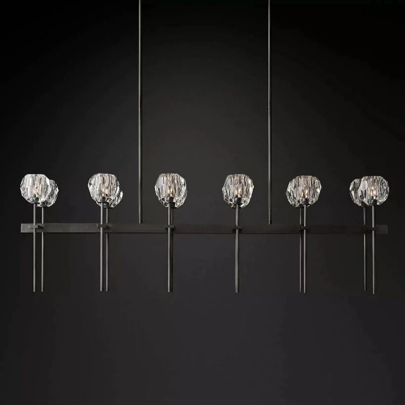 Kristal Glass Double Linear Chandelier 60"