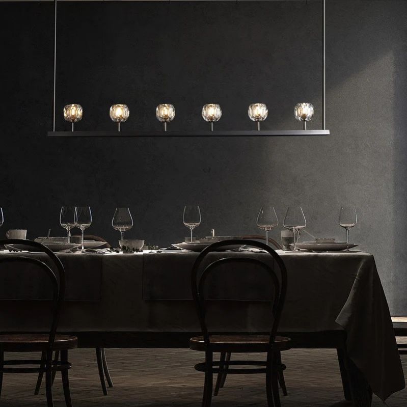 Kristal Glass Linear Chandelier 60"