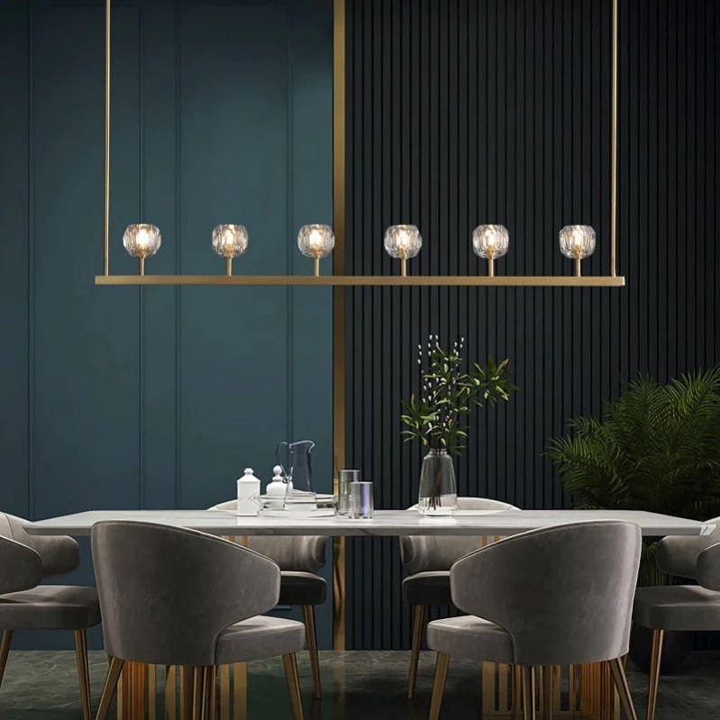 Kristal Glass Linear Chandelier 60"
