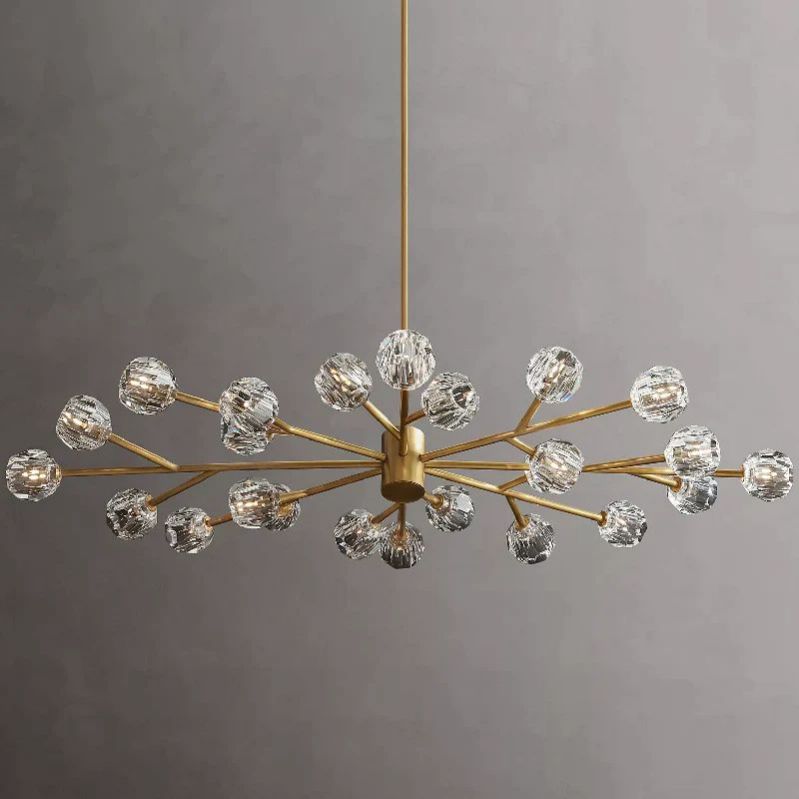 Kristal Glass Oval Chandelier 72"
