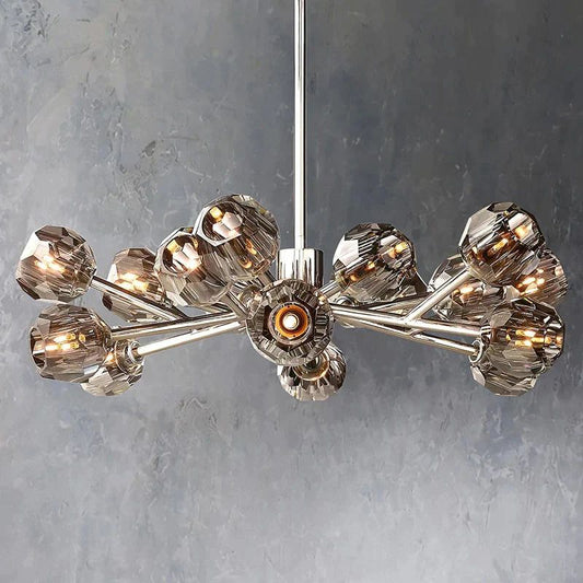 Kristal Glass Round Chandelier 36"