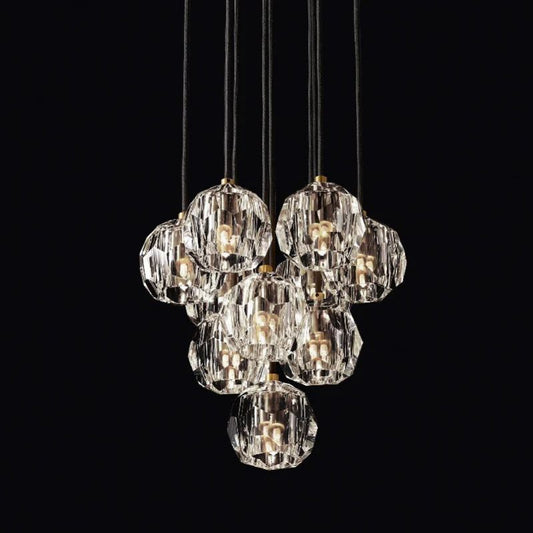 Kristal Glass Round Cluster Chandelier 14"