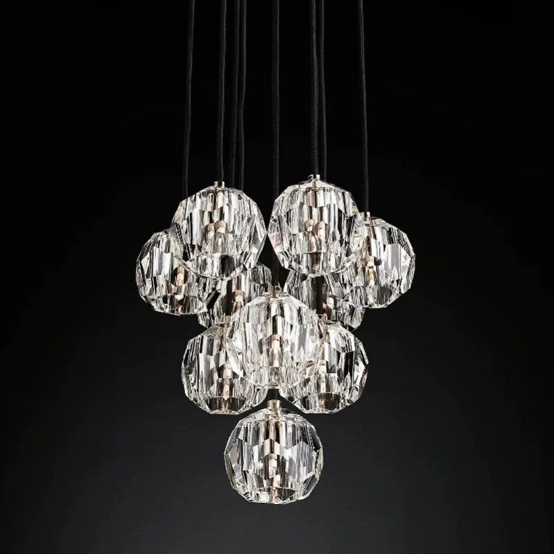 Kristal Glass Round Cluster Chandelier 14"
