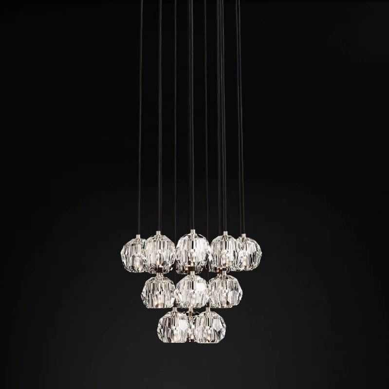 Kristal Glass Round Cluster Chandelier 19"