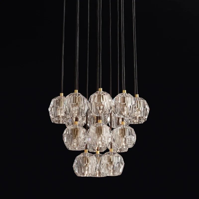 Kristal Glass Round Cluster Chandelier 19"