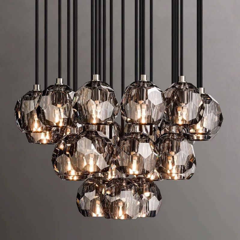 Kristal Glass Round Cluster Chandelier 24"