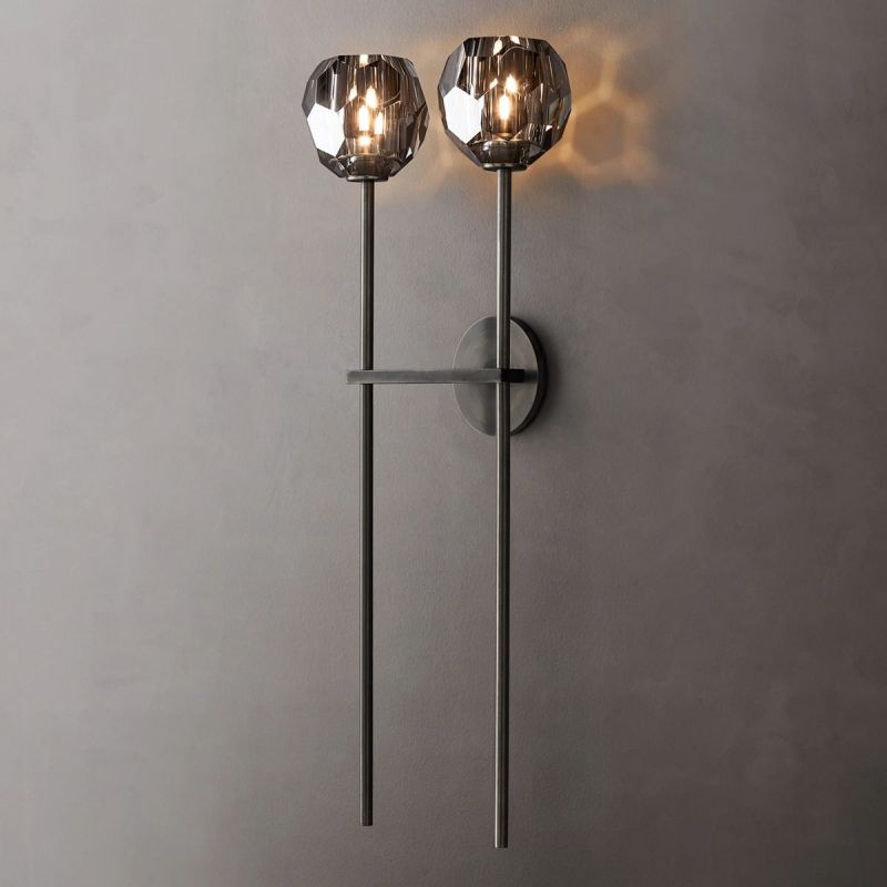 Kristal Smoke Glass Double Grand Wall Sconce