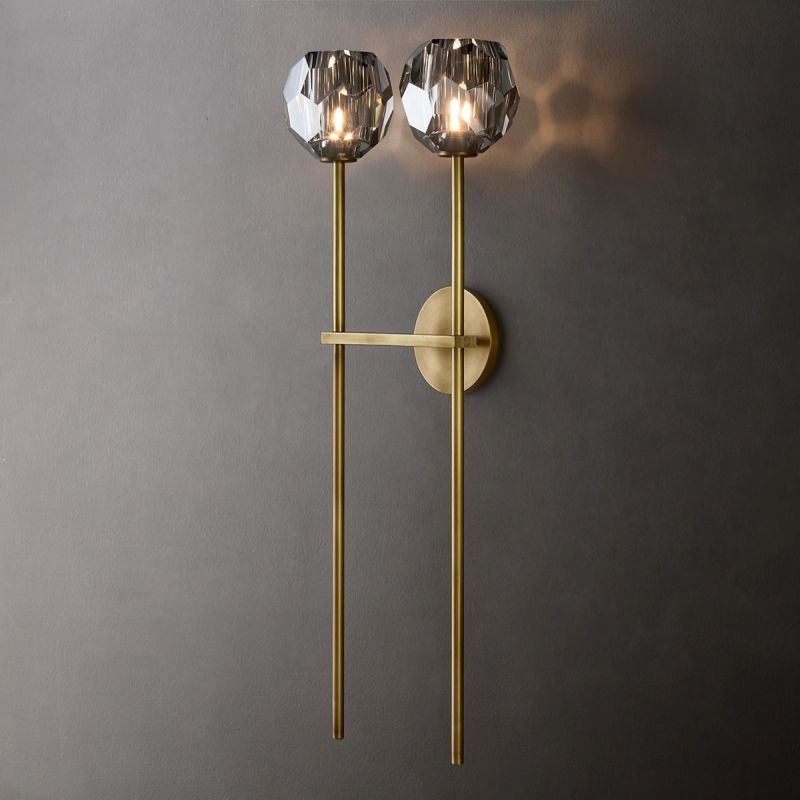 Kristal Smoke Glass Double Grand Wall Sconce