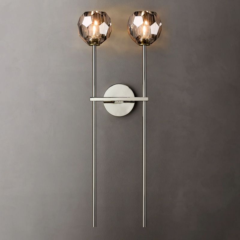 Kristal Smoke Glass Double Grand Wall Sconce