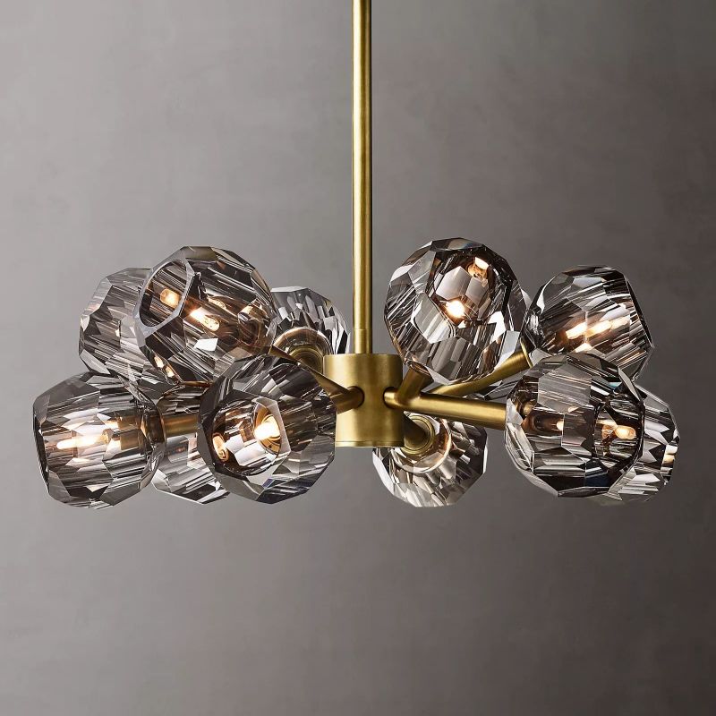 Kristal Smoke Glass Round Chandelier 24"