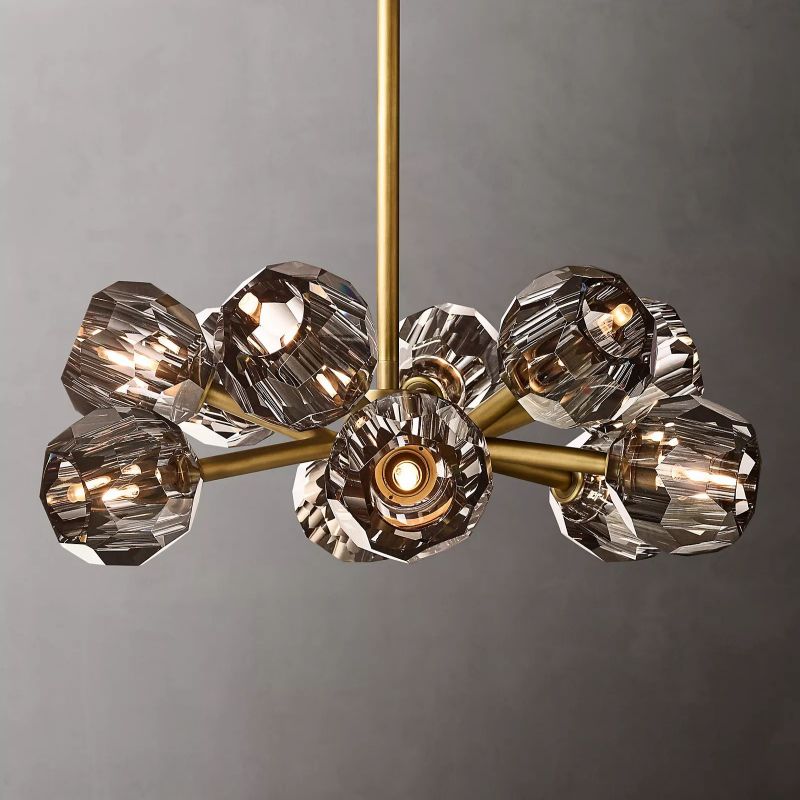 Kristal Smoke Glass Round Chandelier 24"