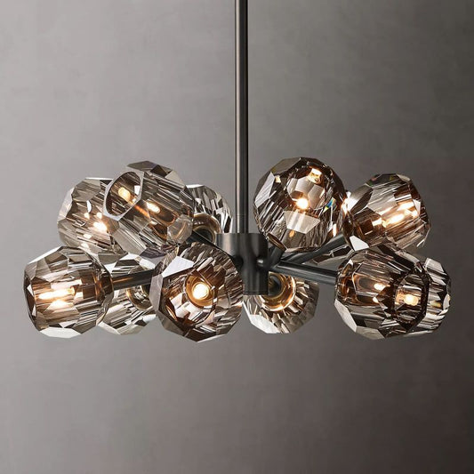 Kristal Smoke Glass Round Chandelier 24"