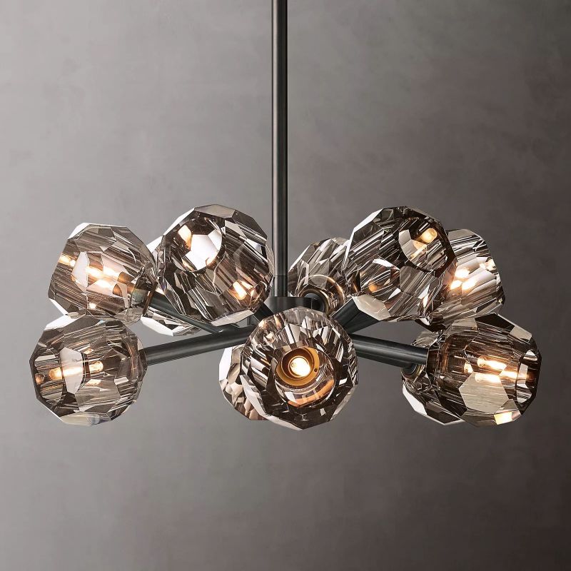 Kristal Smoke Glass Round Chandelier 24"