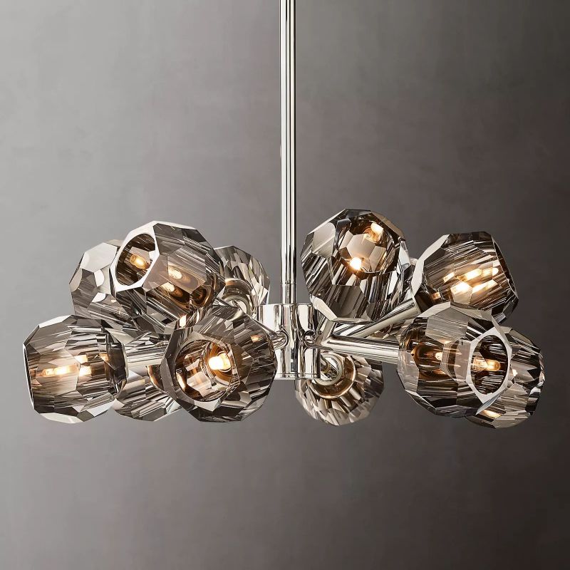Kristal Smoke Glass Round Chandelier 24"
