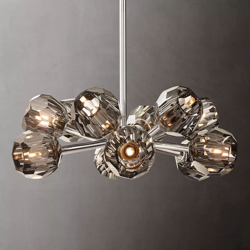 Kristal Smoke Glass Round Chandelier 24"