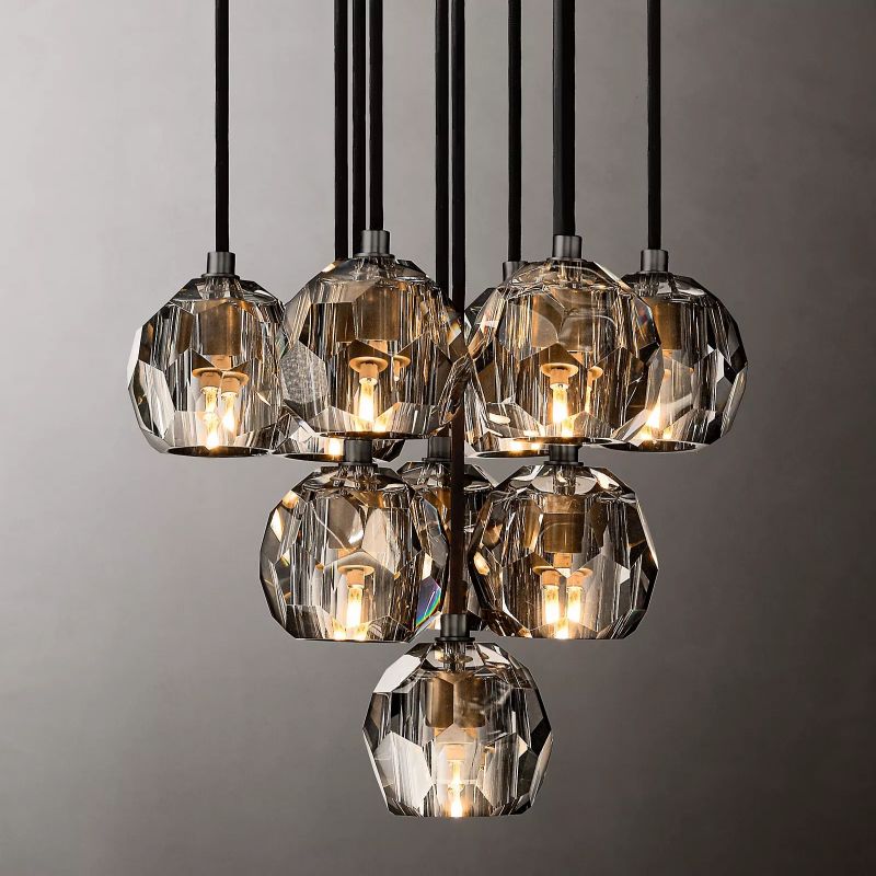 Kristal Glass Round Cluster Chandelier 14"