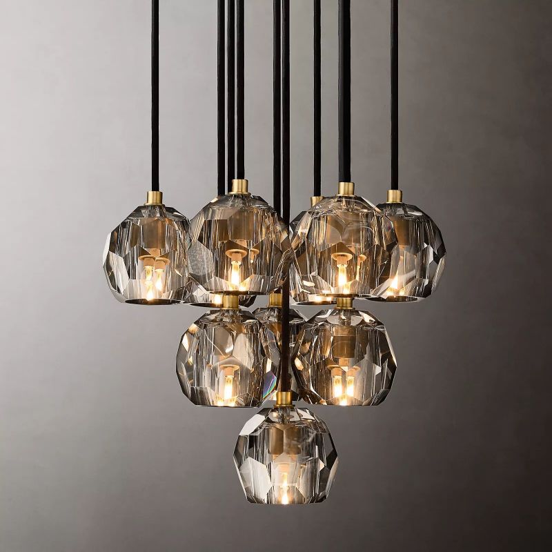 Kristal Glass Round Cluster Chandelier 14"