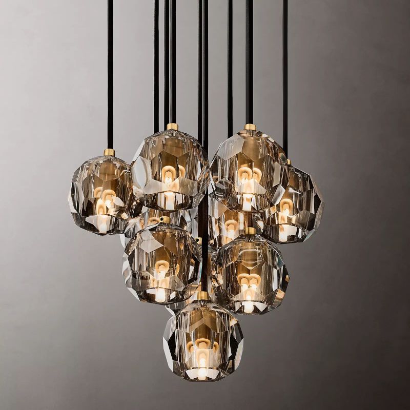Kristal Glass Round Cluster Chandelier 14"