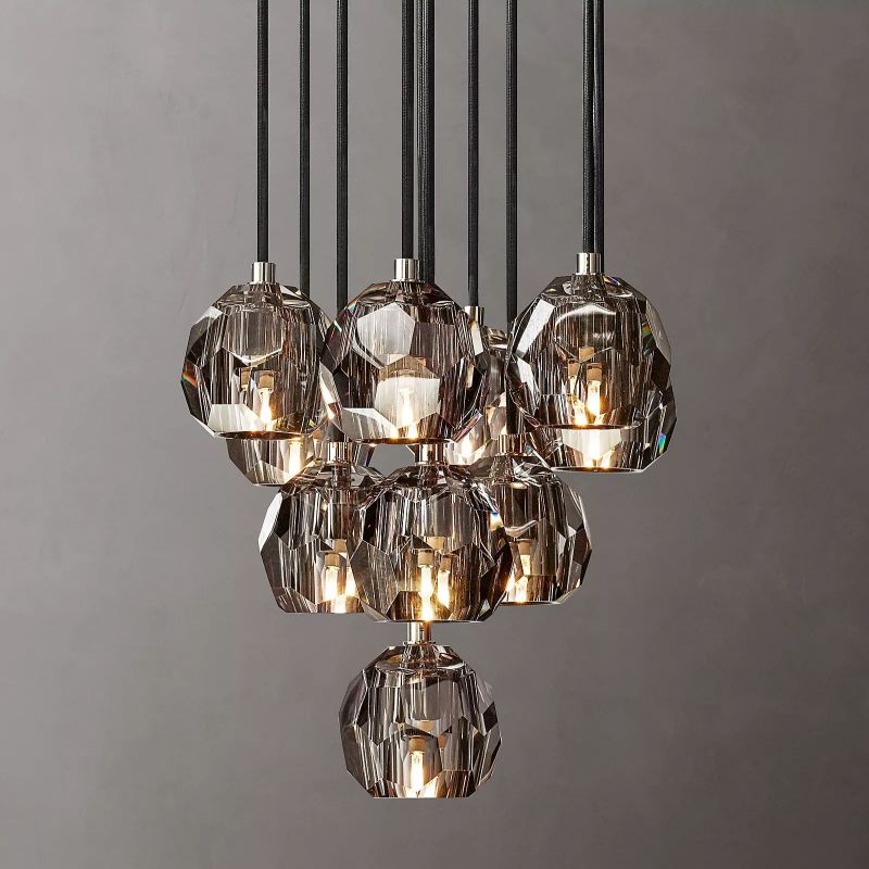 Kristal Glass Round Cluster Chandelier 14"
