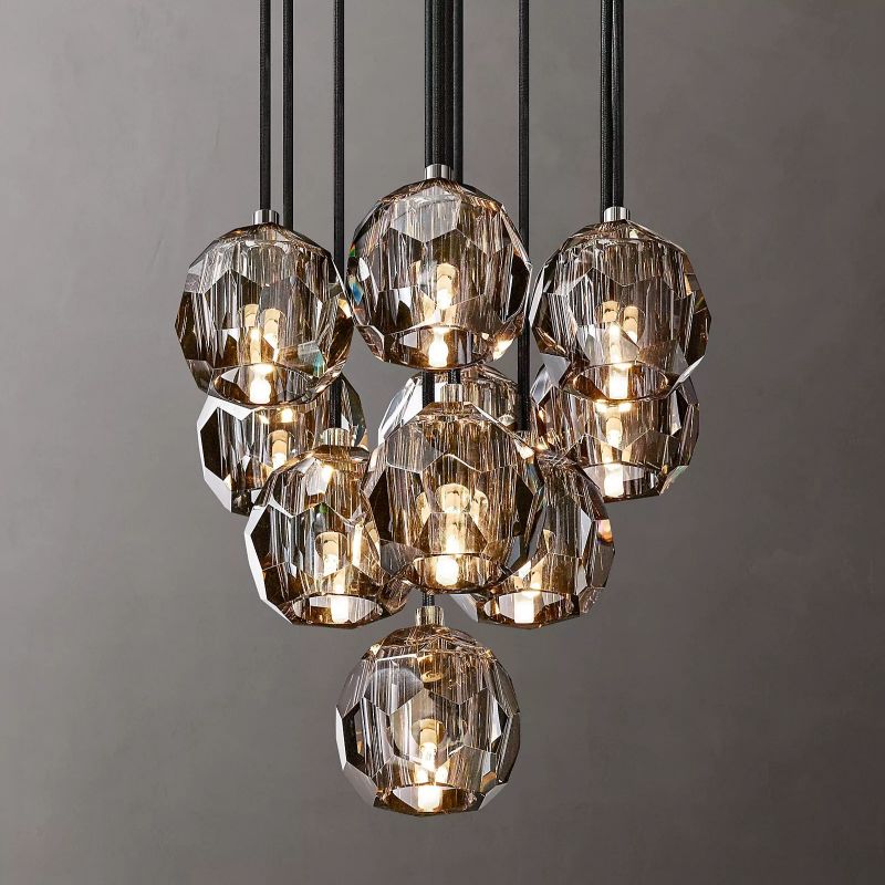 Kristal Glass Round Cluster Chandelier 14"