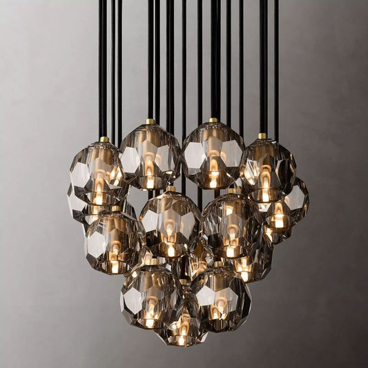 Kristal Glass Round Cluster Chandelier 19"