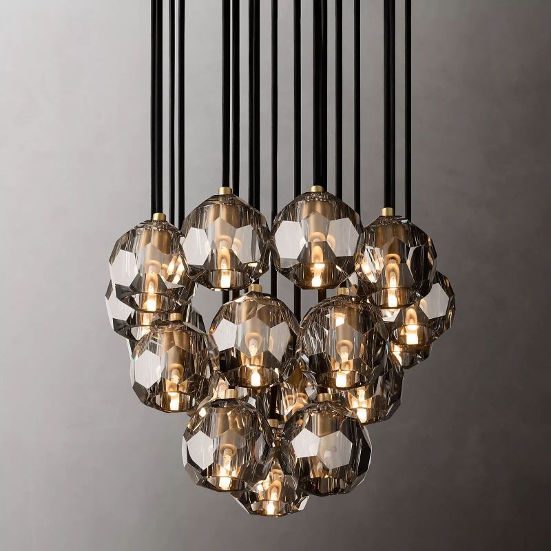 Kristal Glass Round Cluster Chandelier 19"