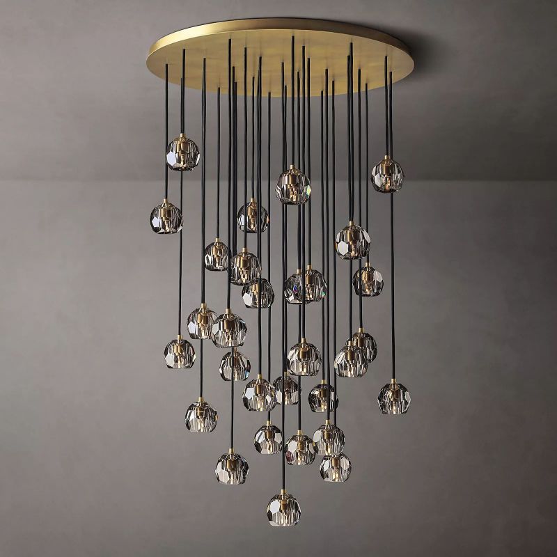 Kristal Smoke Glass Round Cluster Chandelier 40"
