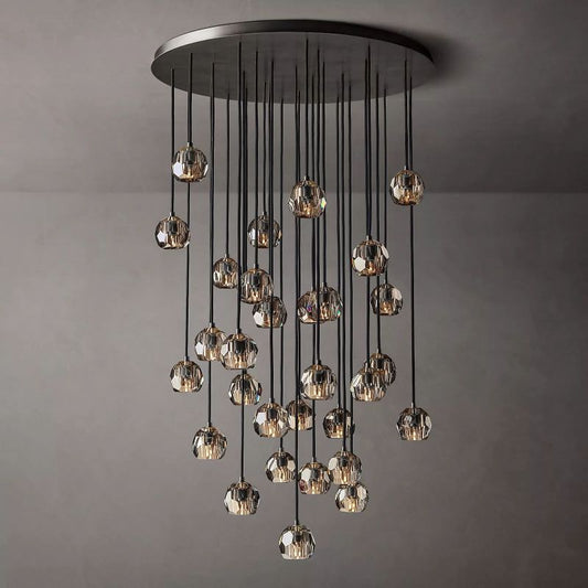 Kristal Smoke Glass Round Cluster Chandelier 40"