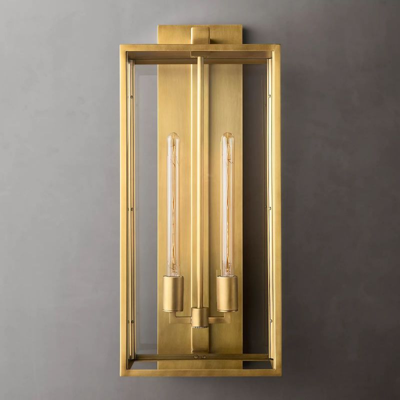 Outdoor Square Lantern Wall Sconce 28"