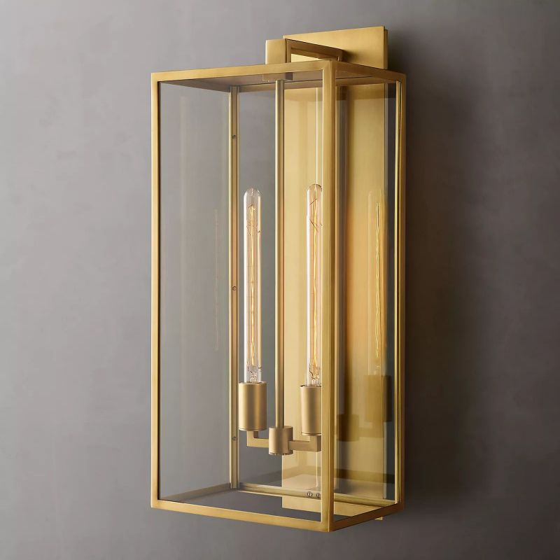 Outdoor Square Lantern Wall Sconce 28"