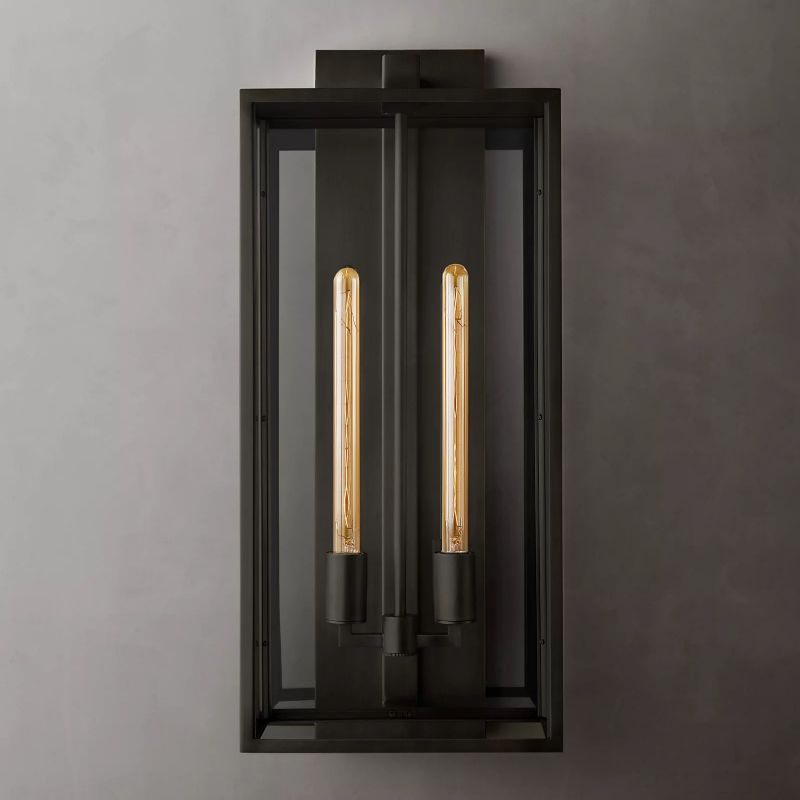 Outdoor Square Lantern Wall Sconce 28"