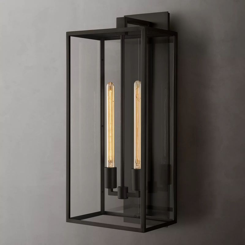 Outdoor Square Lantern Wall Sconce 28"