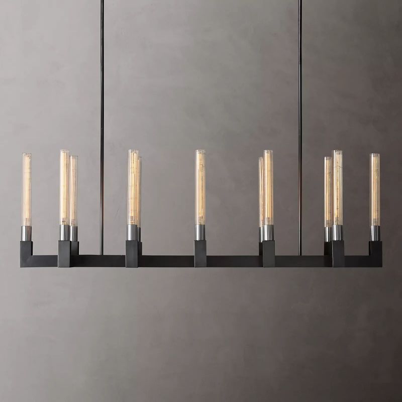 Prismatic Glass Linear Chandelier 55"